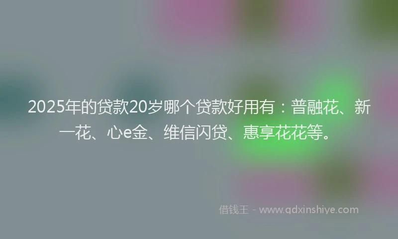 2025年的贷款20岁哪个贷款好用有：普融花、新一花、心e金、维信闪贷、惠享花花等。