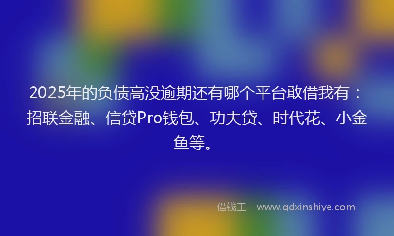 2025年的负债高没逾期还有哪个平台敢借我有：招联金融、信贷Pro钱包、功夫贷、时代花、小金鱼等。