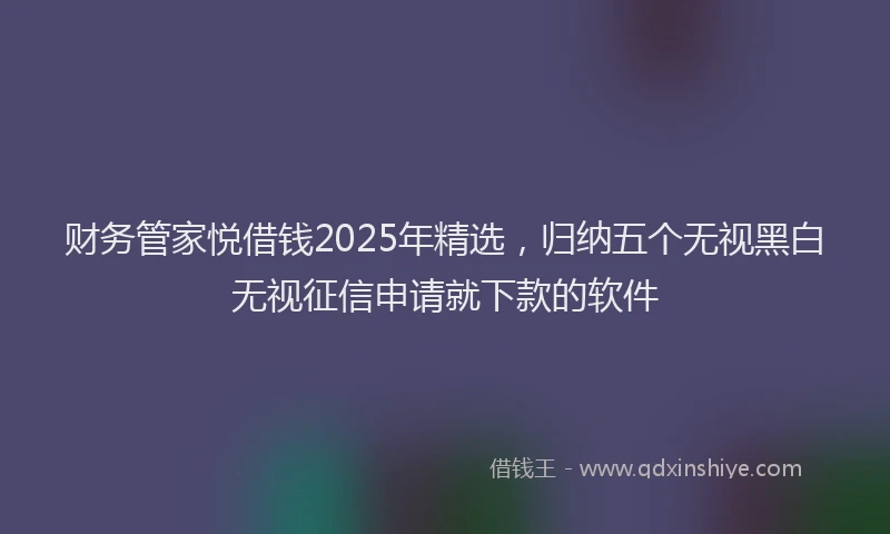财务管家悦借钱2025年精选，归纳五个无视黑白无视征信申请就下款的软件
