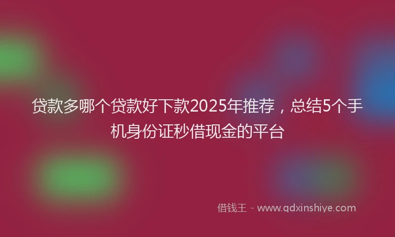 贷款多哪个贷款好下款2025年推荐，总结5个手机身份证秒借现金的平台