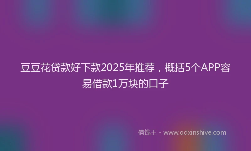 豆豆花贷款好下款2025年推荐，概括5个APP容易借款1万块的口子