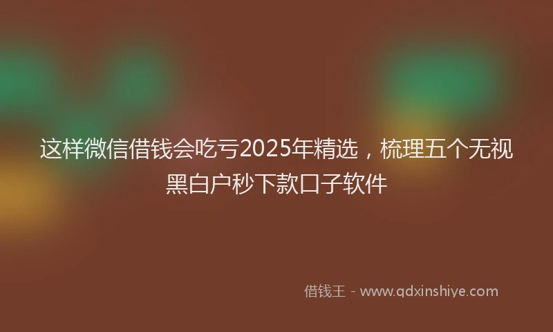 这样微信借钱会吃亏2025年精选，梳理五个无视黑白户秒下款口子软件