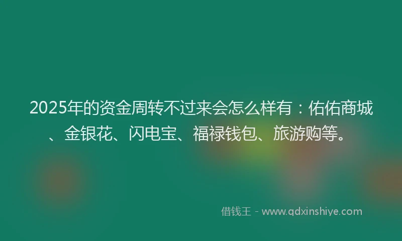 2025年的资金周转不过来会怎么样有：佑佑商城、金银花、闪电宝、福禄钱包、旅游购等。