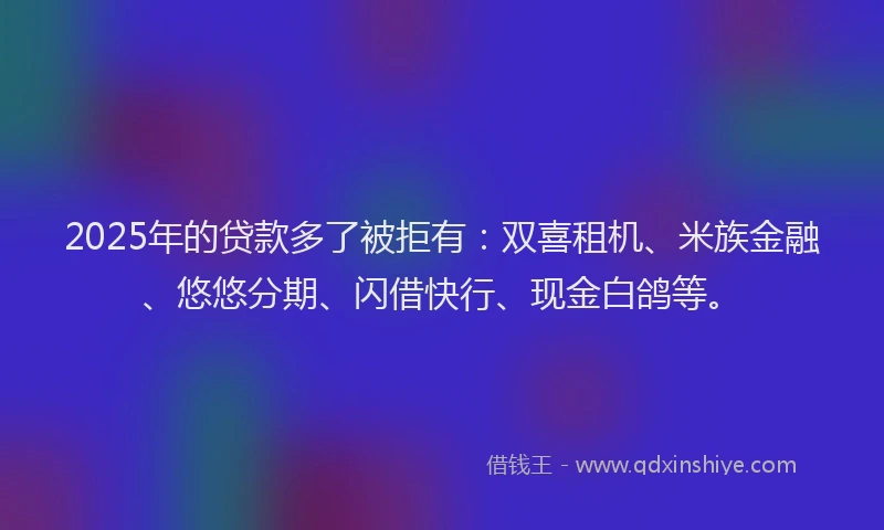 2025年的贷款多了被拒有：双喜租机、米族金融、悠悠分期、闪借快行、现金白鸽等。