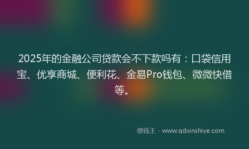 2025年的金融公司贷款会不下款吗有：口袋信用宝、优享商城、便利花、金易Pro钱包、微微快借等。