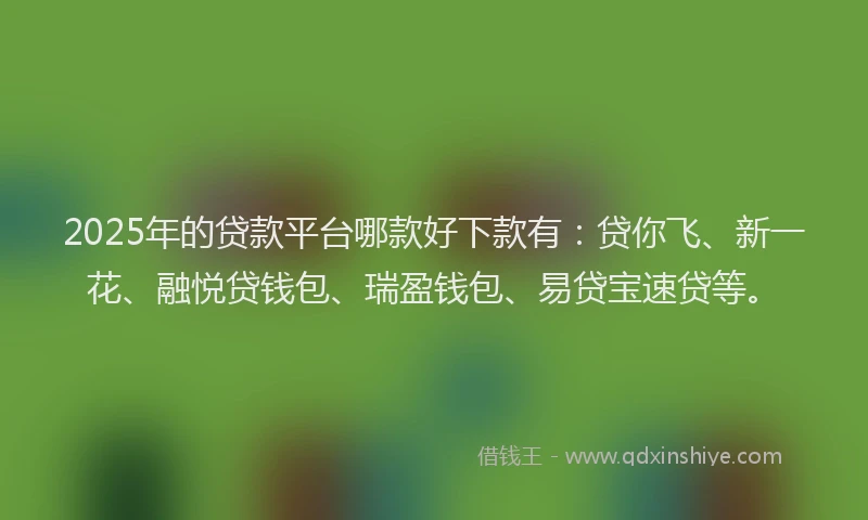 2025年的贷款平台哪款好下款有：贷你飞、新一花、融悦贷钱包、瑞盈钱包、易贷宝速贷等。