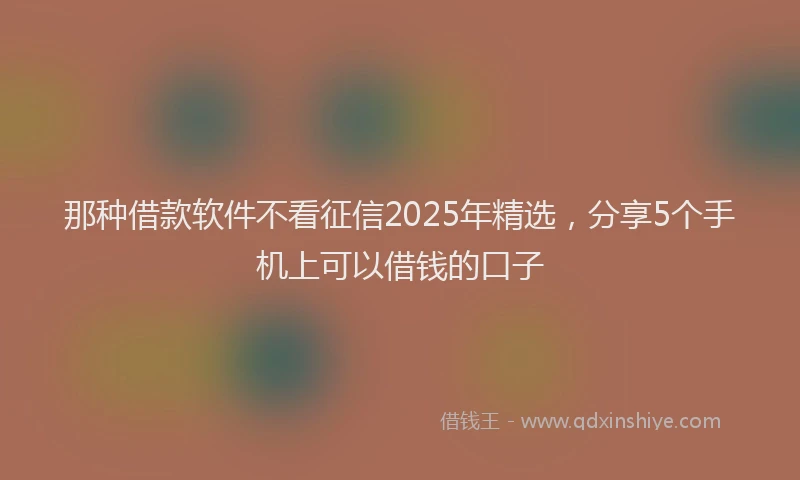 那种借款软件不看征信2025年精选，分享5个手机上可以借钱的口子