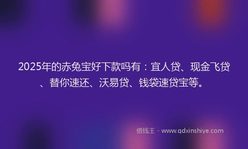 2025年的赤兔宝好下款吗有：宜人贷、现金飞贷、替你速还、沃易贷、钱袋速贷宝等。