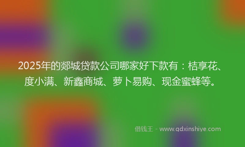 2025年的郯城贷款公司哪家好下款有：桔享花、度小满、新鑫商城、萝卜易购、现金蜜蜂等。