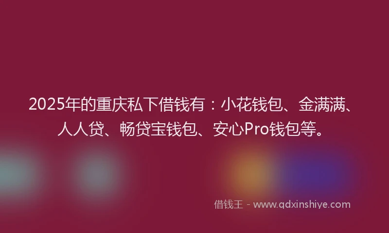 2025年的重庆私下借钱有：小花钱包、金满满、人人贷、畅贷宝钱包、安心Pro钱包等。