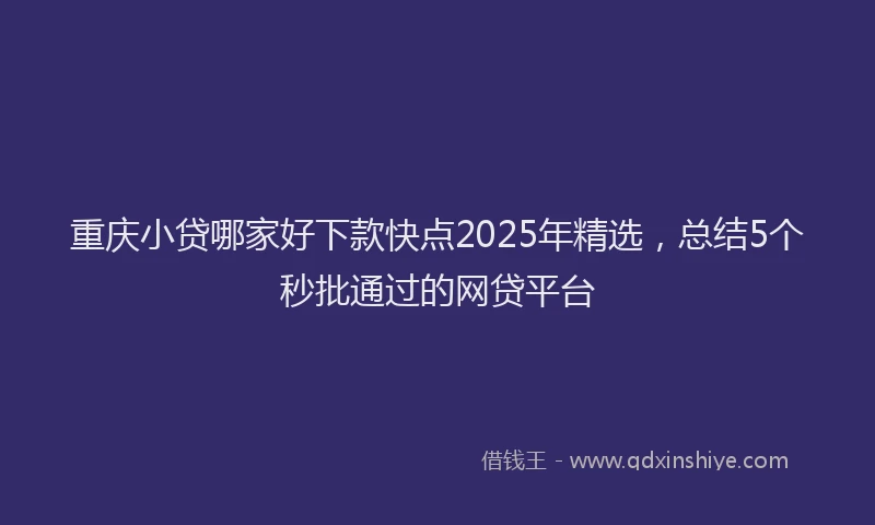 重庆小贷哪家好下款快点2025年精选，总结5个秒批通过的网贷平台