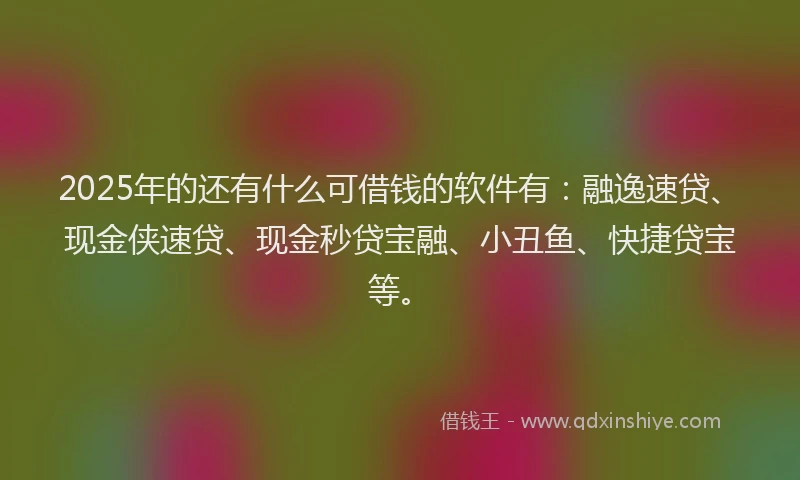 2025年的还有什么可借钱的软件有：融逸速贷、现金侠速贷、现金秒贷宝融、小丑鱼、快捷贷宝等。