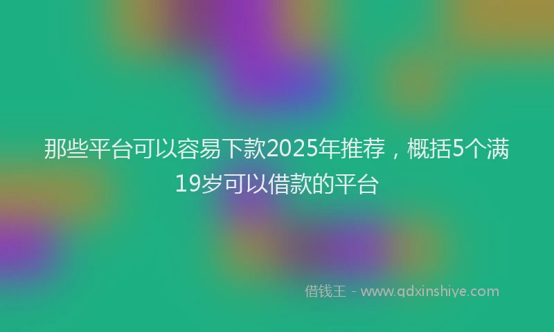 那些平台可以容易下款2025年推荐，概括5个满19岁可以借款的平台