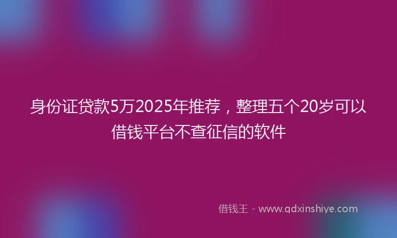 身份证贷款5万2025年推荐，整理五个20岁可以借钱平台不查征信的软件