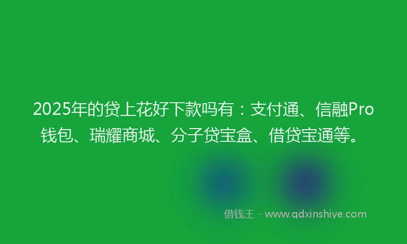 2025年的贷上花好下款吗有：支付通、信融Pro钱包、瑞耀商城、分子贷宝盒、借贷宝通等。