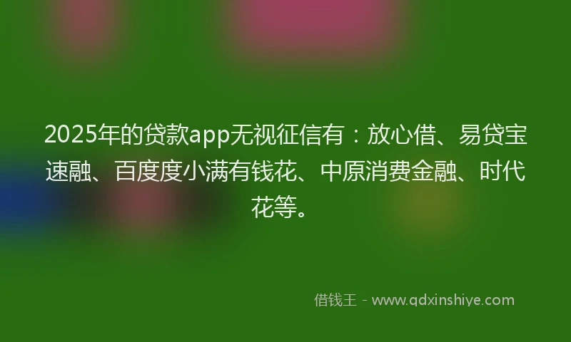 2025年的贷款app无视征信有：放心借、易贷宝速融、百度度小满有钱花、中原消费金融、时代花等。
