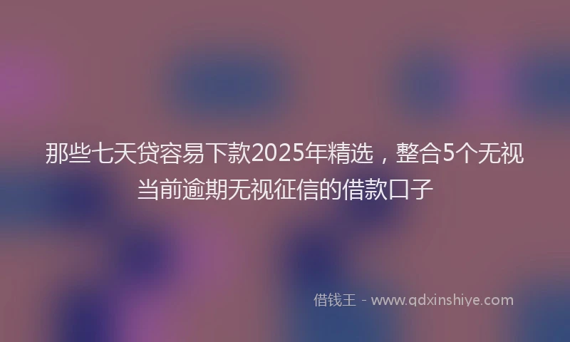 那些七天贷容易下款2025年精选，整合5个无视当前逾期无视征信的借款口子