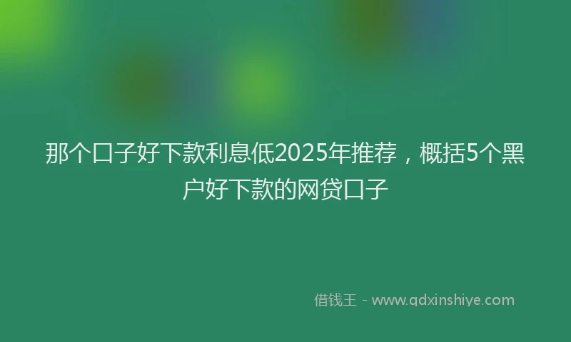 那个口子好下款利息低2025年推荐，概括5个黑户好下款的网贷口子