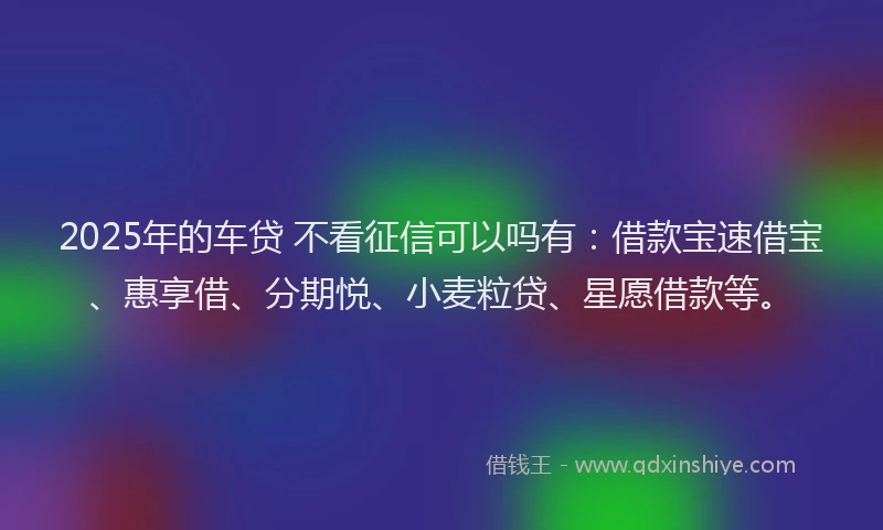 2025年的车贷 不看征信可以吗有：借款宝速借宝、惠享借、分期悦、小麦粒贷、星愿借款等。