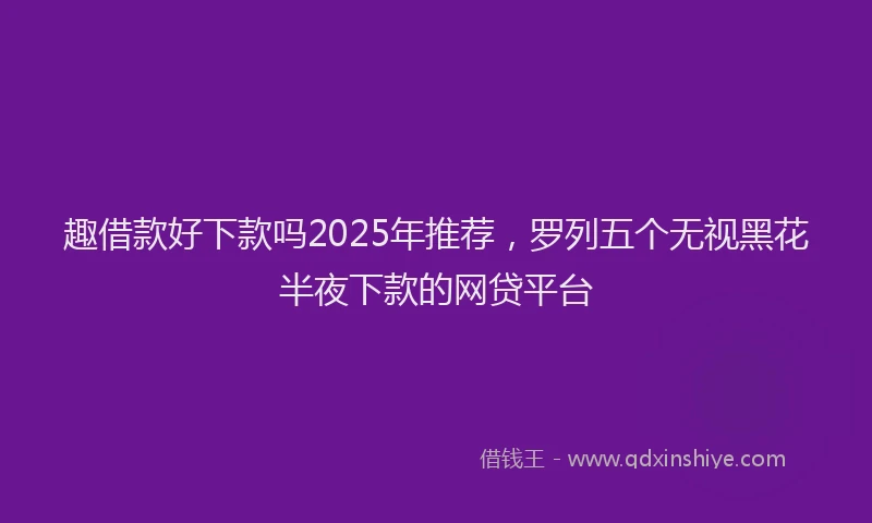 趣借款好下款吗2025年推荐，罗列五个无视黑花半夜下款的网贷平台