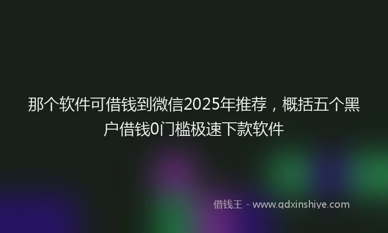 那个软件可借钱到微信2025年推荐，概括五个黑户借钱0门槛极速下款软件