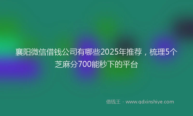 襄阳微信借钱公司有哪些2025年推荐，梳理5个芝麻分700能秒下的平台