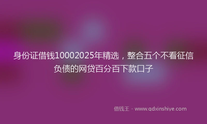 身份证借钱10002025年精选，整合五个不看征信负债的网贷百分百下款口子