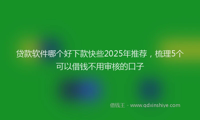 贷款软件哪个好下款快些2025年推荐，梳理5个可以借钱不用审核的口子