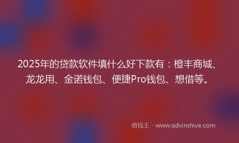2025年的贷款软件填什么好下款有：橙丰商城、龙龙用、金诺钱包、便捷Pro钱包、想借等。