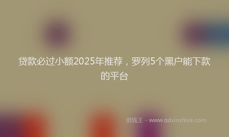 贷款必过小额2025年推荐，罗列5个黑户能下款的平台