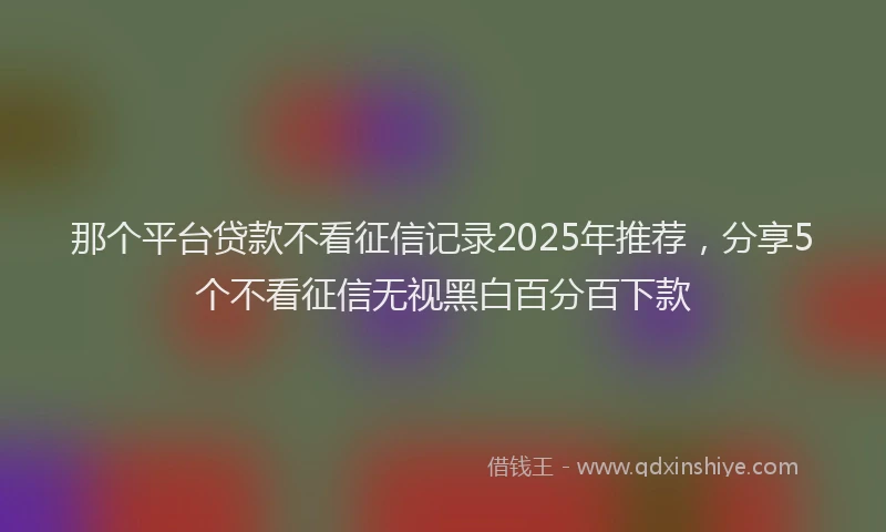 那个平台贷款不看征信记录2025年推荐，分享5个不看征信无视黑白百分百下款
