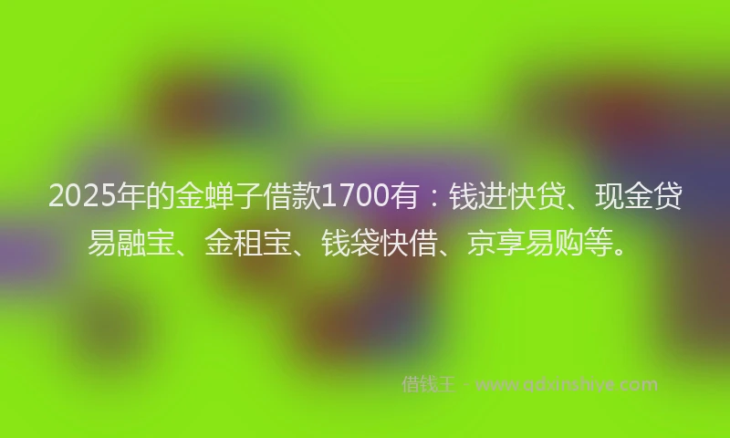 2025年的金蝉子借款1700有：钱进快贷、现金贷易融宝、金租宝、钱袋快借、京享易购等。