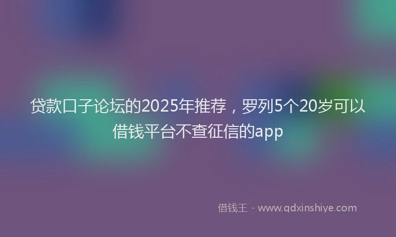 贷款口子论坛的2025年推荐，罗列5个20岁可以借钱平台不查征信的app