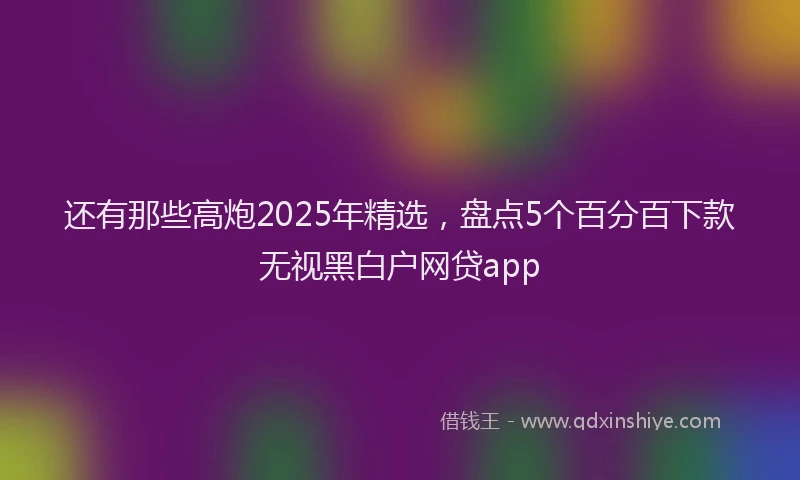 还有那些高炮2025年精选，盘点5个百分百下款无视黑白户网贷app