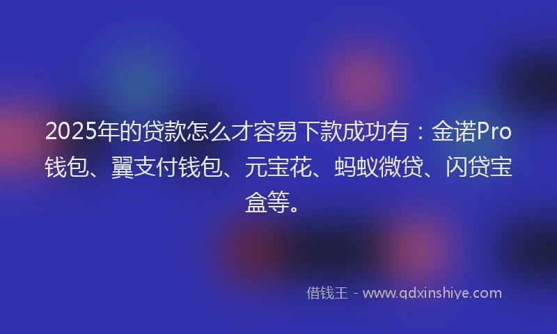 2025年的贷款怎么才容易下款成功有：金诺Pro钱包、翼支付钱包、元宝花、蚂蚁微贷、闪贷宝盒等。