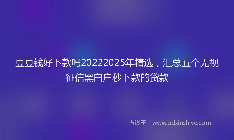 豆豆钱好下款吗20222025年精选，汇总五个无视征信黑白户秒下款的贷款