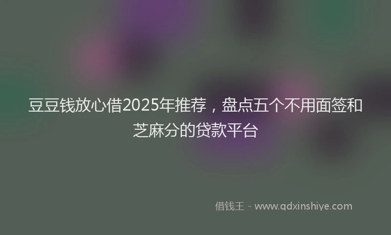 豆豆钱放心借2025年推荐，盘点五个不用面签和芝麻分的贷款平台