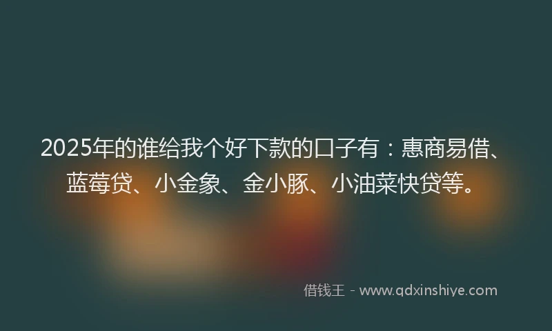 2025年的谁给我个好下款的口子有：惠商易借、蓝莓贷、小金象、金小豚、小油菜快贷等。