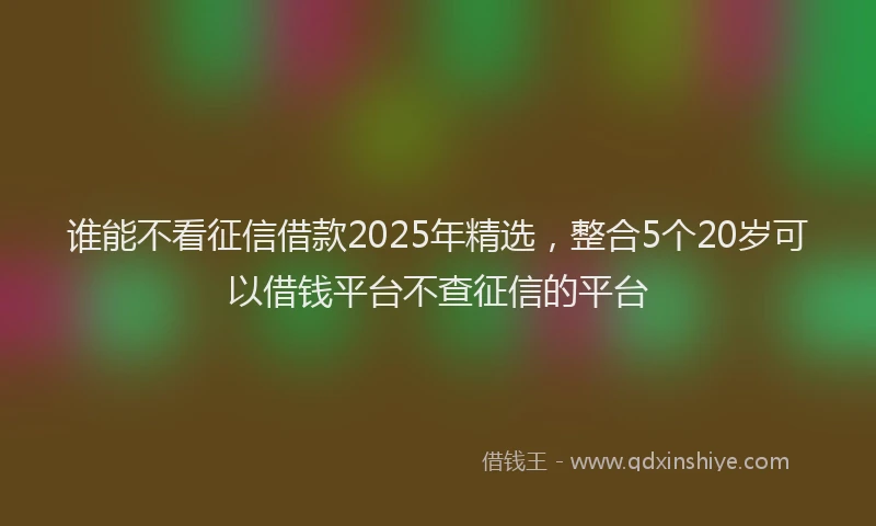 谁能不看征信借款2025年精选，整合5个20岁可以借钱平台不查征信的平台