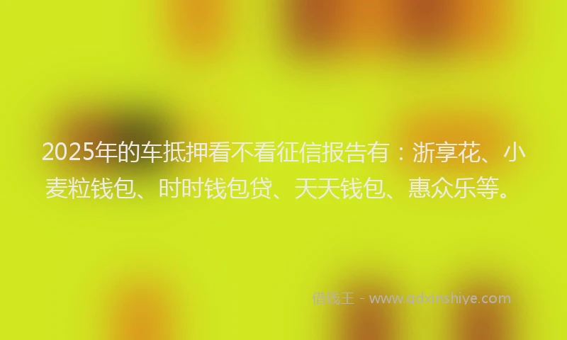 2025年的车抵押看不看征信报告有：浙享花、小麦粒钱包、时时钱包贷、天天钱包、惠众乐等。