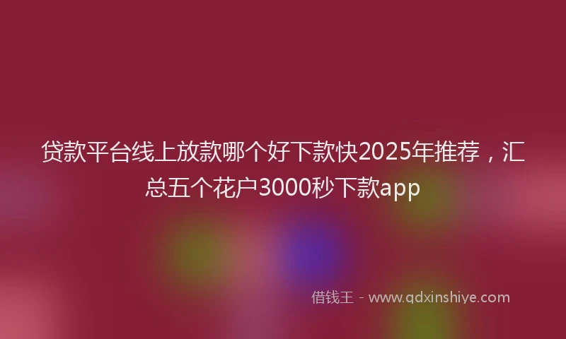 贷款平台线上放款哪个好下款快2025年推荐，汇总五个花户3000秒下款app