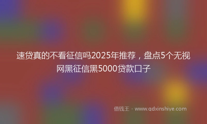 速贷真的不看征信吗2025年推荐，盘点5个无视网黑征信黑5000贷款口子