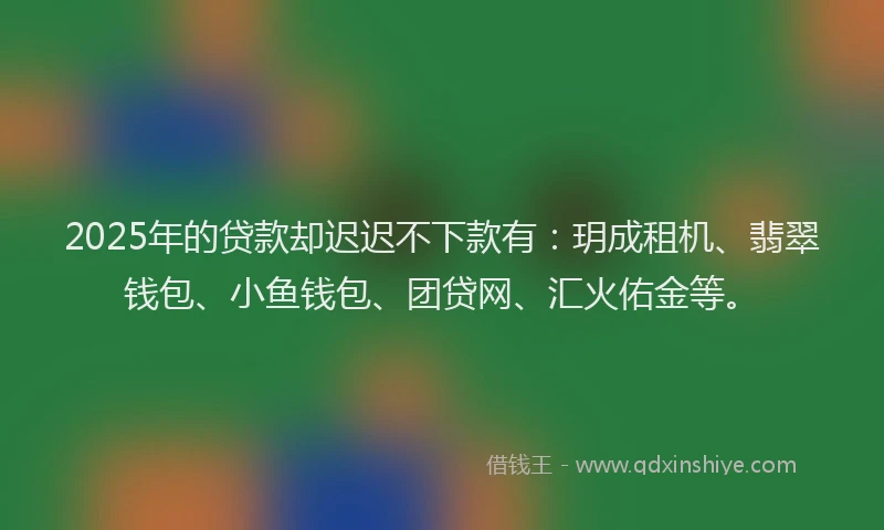 2025年的贷款却迟迟不下款有：玥成租机、翡翠钱包、小鱼钱包、团贷网、汇火佑金等。