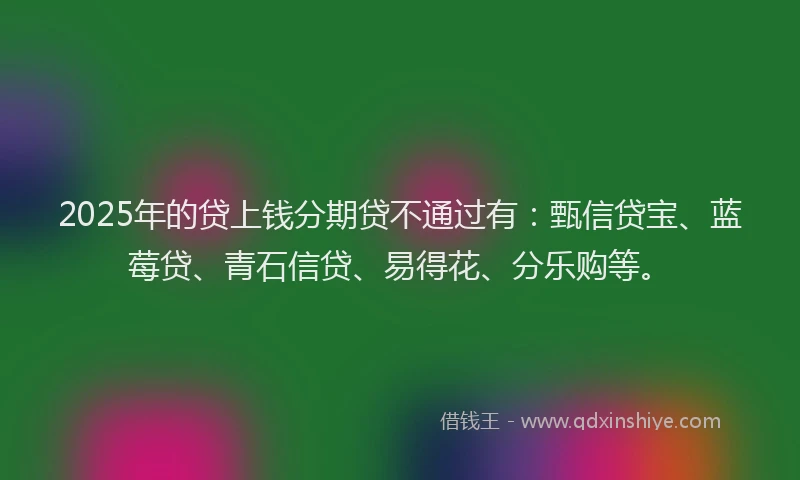 2025年的贷上钱分期贷不通过有：甄信贷宝、蓝莓贷、青石信贷、易得花、分乐购等。
