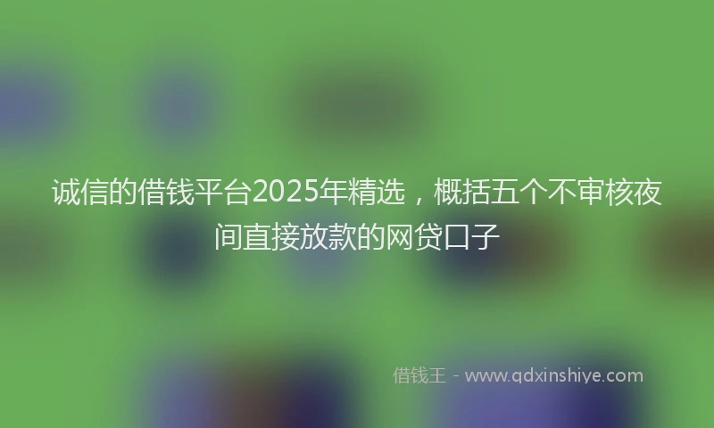 诚信的借钱平台2025年精选，概括五个不审核夜间直接放款的网贷口子