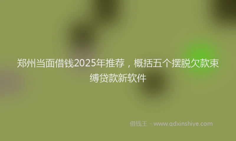 郑州当面借钱2025年推荐，概括五个摆脱欠款束缚贷款新软件