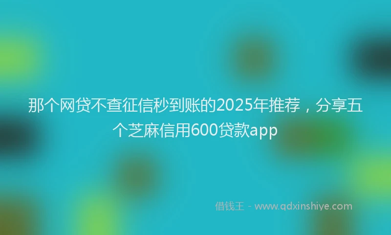 那个网贷不查征信秒到账的2025年推荐，分享五个芝麻信用600贷款app