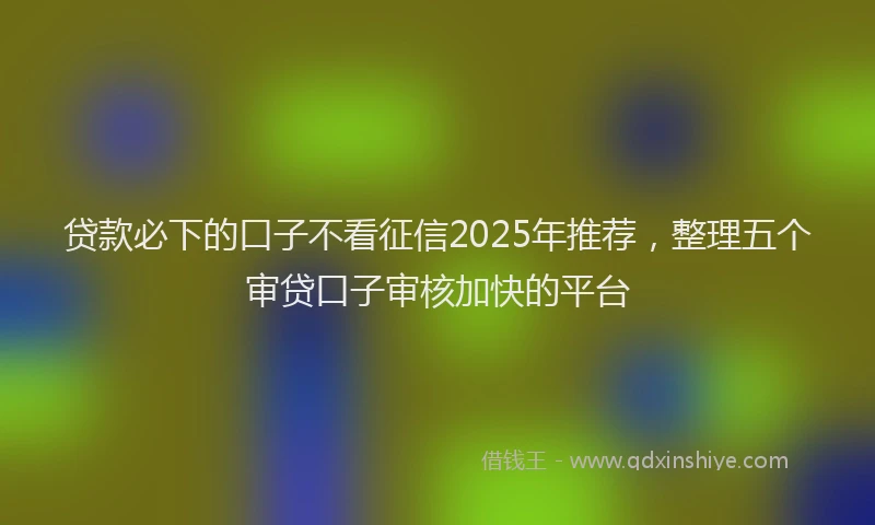 贷款必下的口子不看征信2025年推荐，整理五个审贷口子审核加快的平台