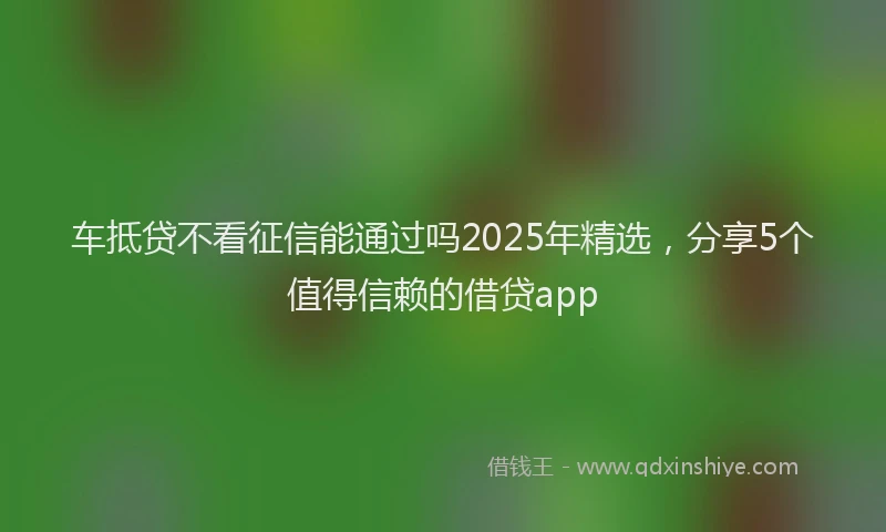 车抵贷不看征信能通过吗2025年精选，分享5个值得信赖的借贷app