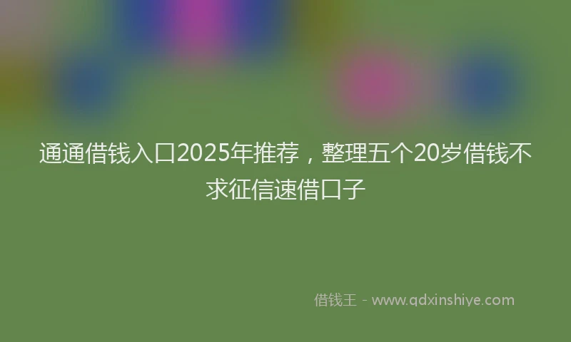 通通借钱入口2025年推荐，整理五个20岁借钱不求征信速借口子